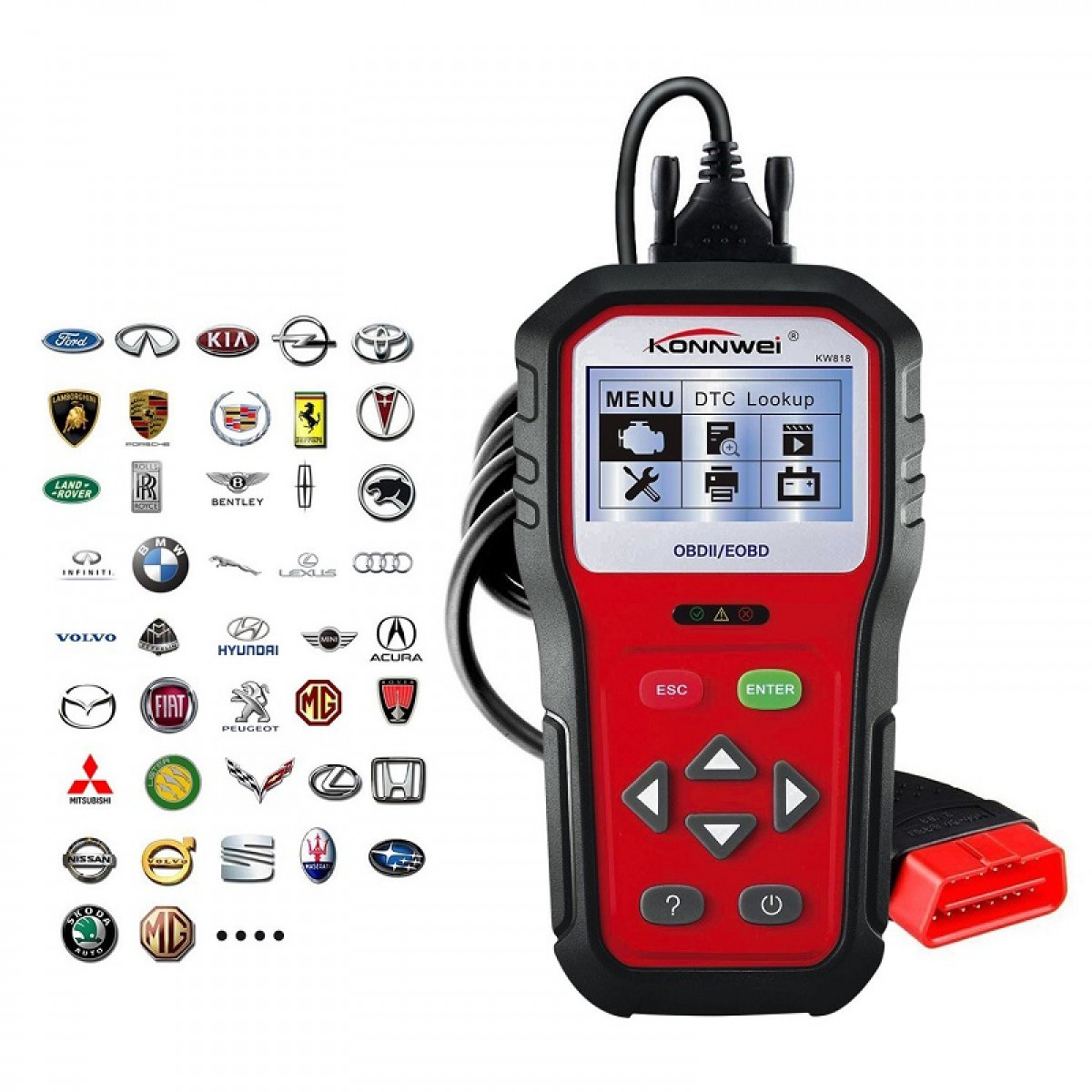 Επαγγελματικό διαγνωστικό Αυτοκινήτου Scanner για όλα τα αυτοκίνητα, πρωτόκολλο OBD II, Auto Code Reader Scanner, Konnwei KW818